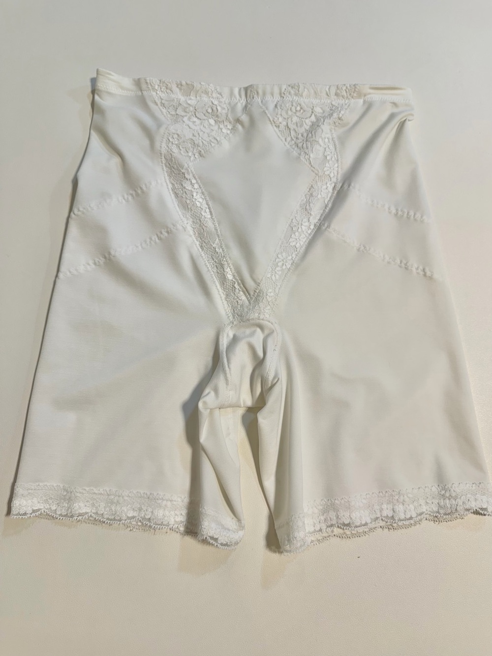 White lace girdle shapewear shorts slimming layer slip lingerie long leg retro - Picture 8 of 16